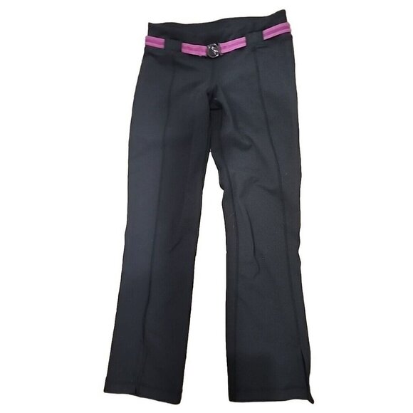 Lululemon Pants Belt It Out Kick Pleat Black Purple Belt Cropped Women's 4 - Picture 1 of 9